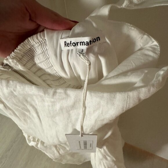 Reformation Oaklyn linen white a-line mini dress size 2 NWT - Picture 5 of 6